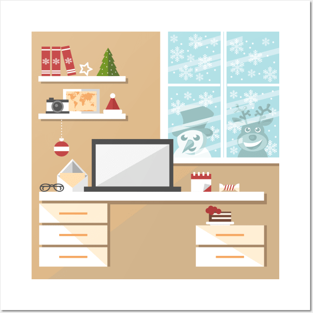 Santa Claus office interior Wall Art by SooperYela